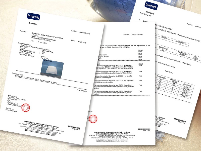 Intertek 2015 Certificate: Melamine Molding Compound