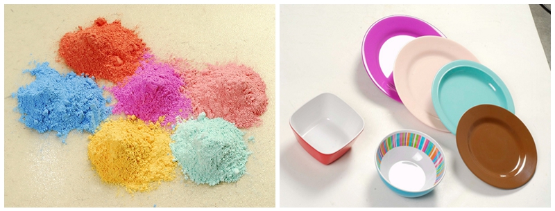 colorful melamine resin powder and plates