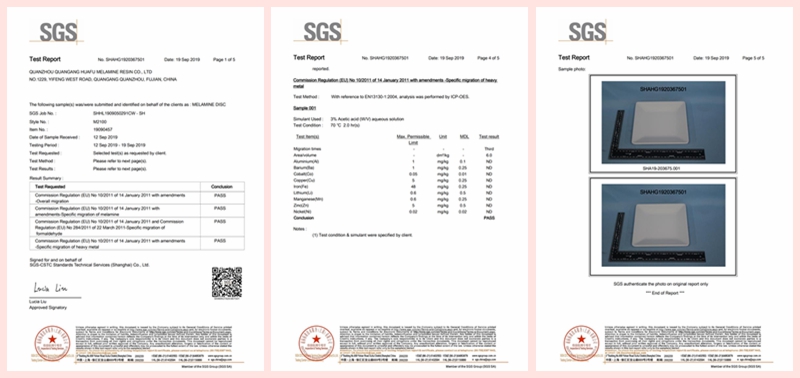 Huafu Melamine Powder Certification