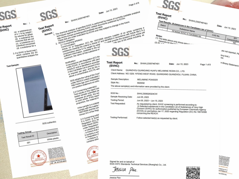Huafu melamine resin SGS certificate