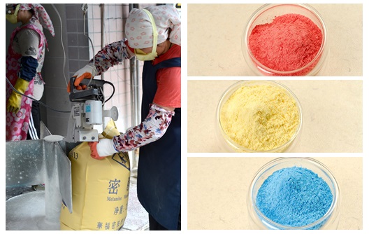 Quanzhou Huafu Chemicals colorful melamine molding powder manufacturer