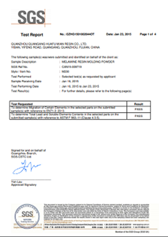 SGS Certificate in 2015